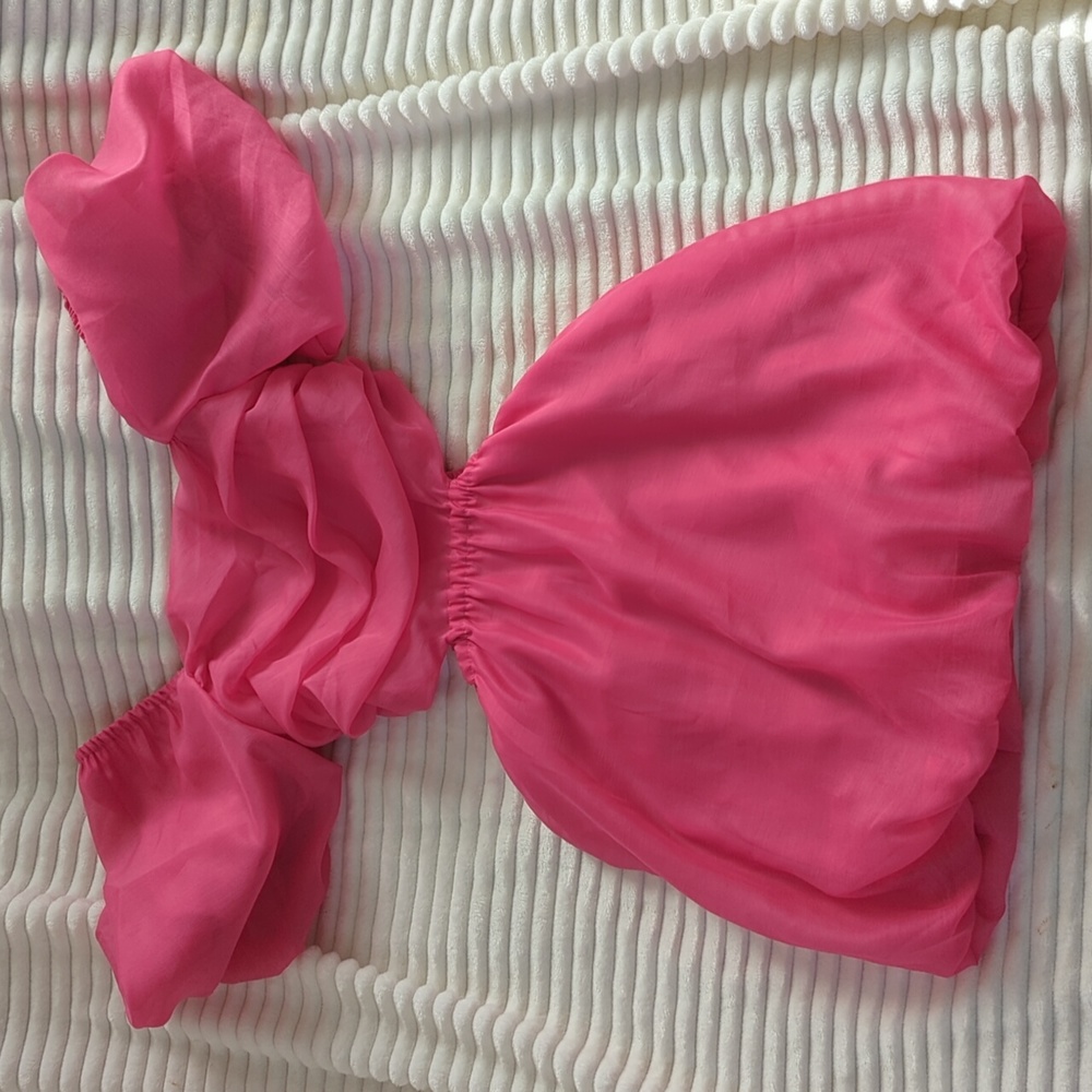 a new day Hot Pink Puff Sleeve Mini Dress